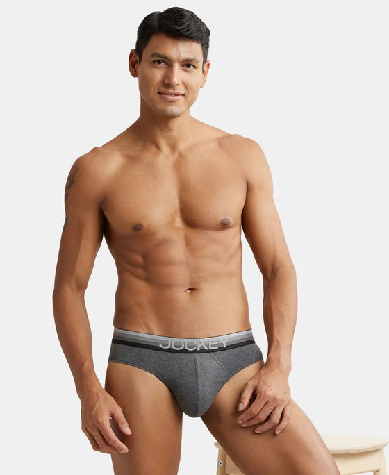 Super Combed Cotton Elastane Solid Brief with Ultrasoft Waistband - Charcoal Melange-5