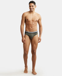 Super Combed Cotton Elastane Solid Brief with Ultrasoft Waistband - Deep Olive-4