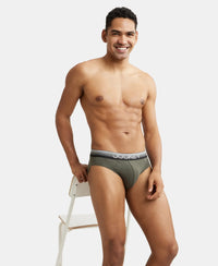 Super Combed Cotton Elastane Solid Brief with Ultrasoft Waistband - Deep Olive-5