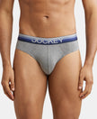 Super Combed Cotton Elastane Solid Brief with Ultrasoft Waistband - Mid Grey Melange-1