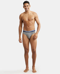 Super Combed Cotton Elastane Solid Brief with Ultrasoft Waistband - Mid Grey Melange-4