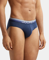Super Combed Cotton Elastane Solid Brief with Ultrasoft Waistband - Navy-2