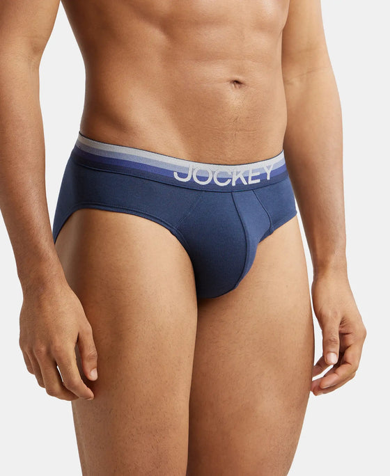 Super Combed Cotton Elastane Solid Brief with Ultrasoft Waistband - Navy-2