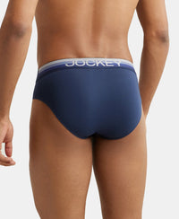 Super Combed Cotton Elastane Solid Brief with Ultrasoft Waistband - Navy-3