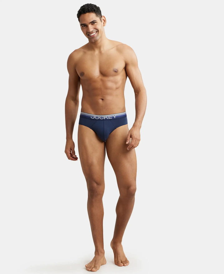 Super Combed Cotton Elastane Solid Brief with Ultrasoft Waistband - Navy-4