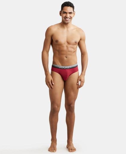 Super Combed Cotton Elastane Solid Brief with Ultrasoft Waistband - Red Pepper-4
