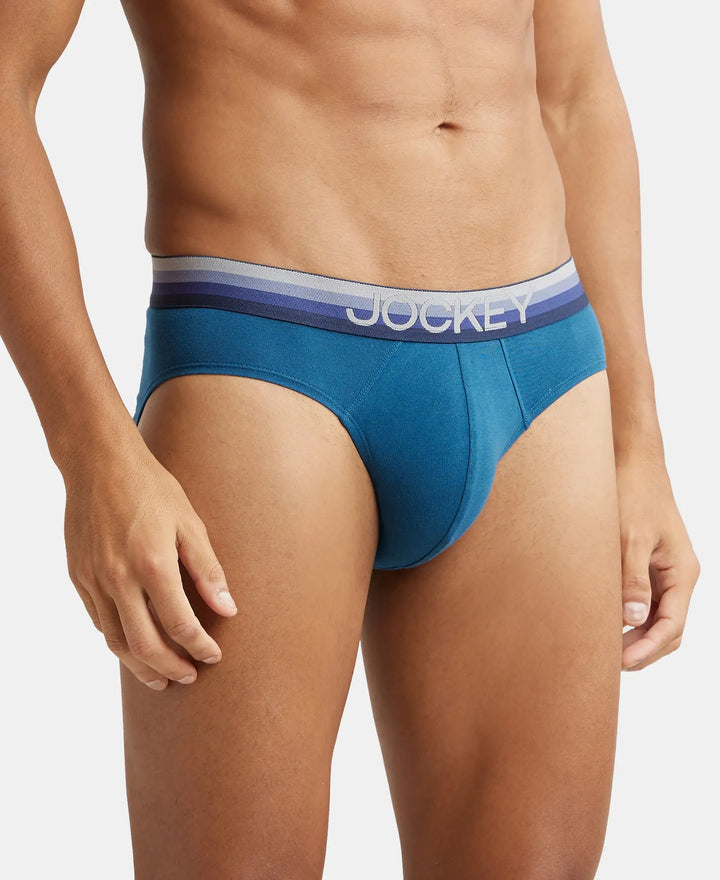 Super Combed Cotton Elastane Solid Brief with Ultrasoft Waistband - Seaport Teal-2