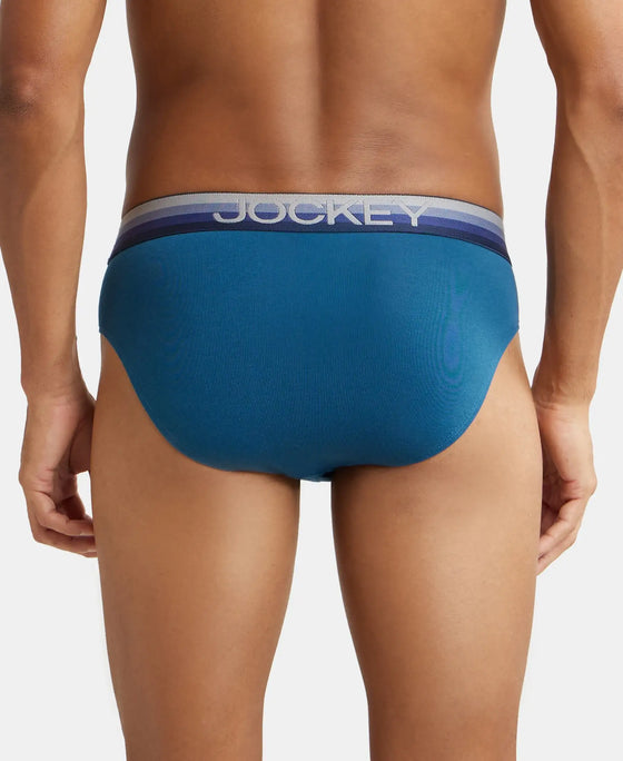 Super Combed Cotton Elastane Solid Brief with Ultrasoft Waistband - Seaport Teal-3