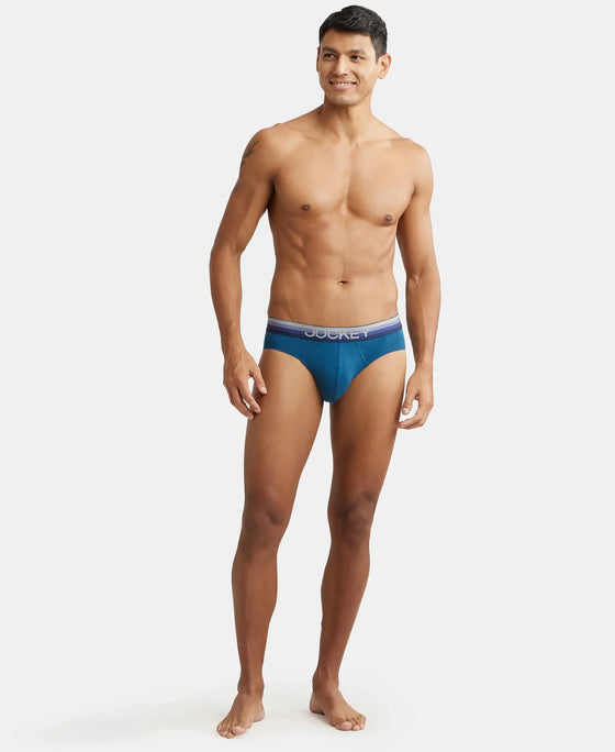 Super Combed Cotton Elastane Solid Brief with Ultrasoft Waistband - Seaport Teal-4