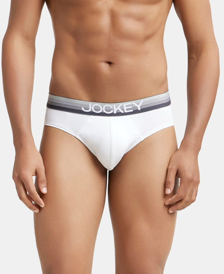Super Combed Cotton Elastane Solid Brief with Ultrasoft Waistband - White-1