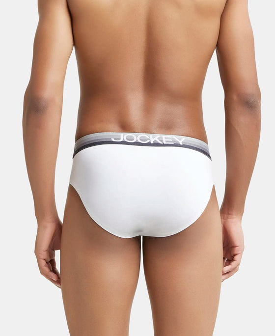 Super Combed Cotton Elastane Solid Brief with Ultrasoft Waistband - White-3