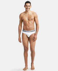Super Combed Cotton Elastane Solid Brief with Ultrasoft Waistband - White-4