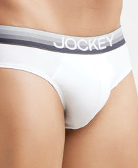 Super Combed Cotton Elastane Solid Brief with Ultrasoft Waistband - White-6