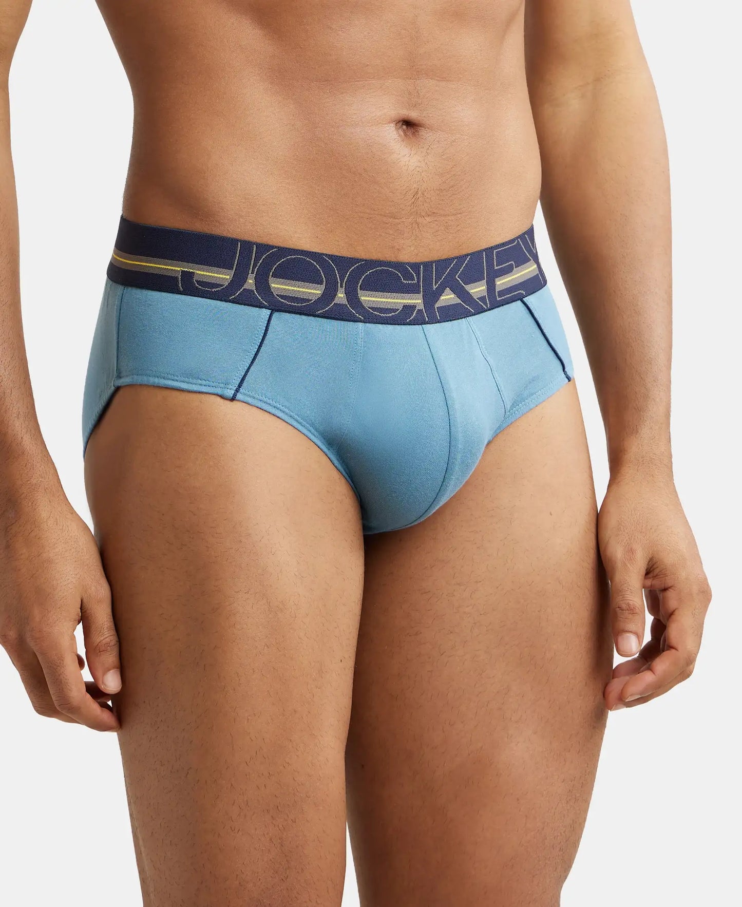 Super Combed Cotton Solid Brief with Ultrasoft Waistband - Aegean Blue-2