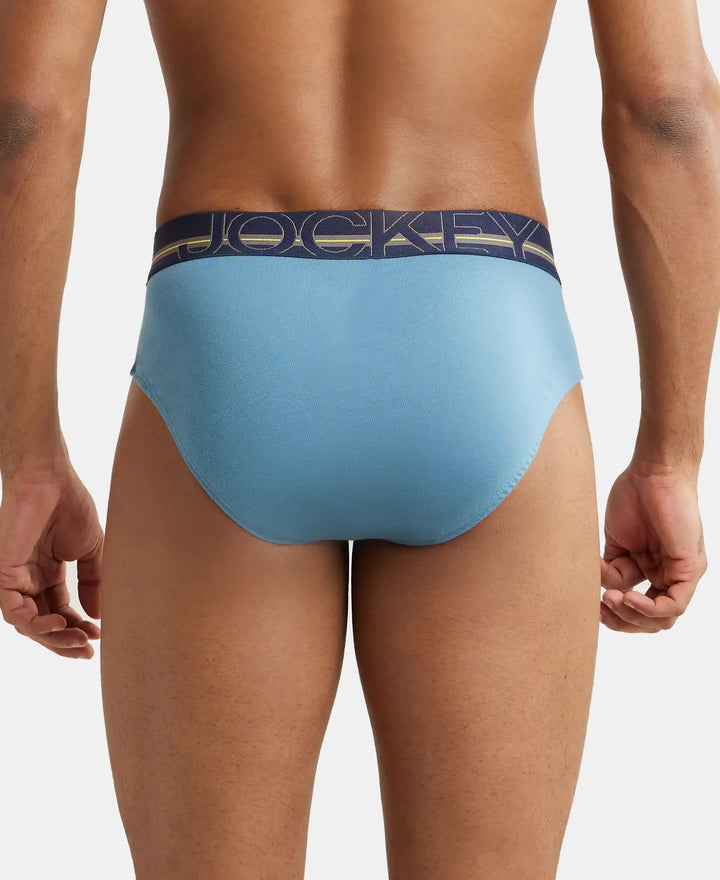 Super Combed Cotton Solid Brief with Ultrasoft Waistband - Aegean Blue-3