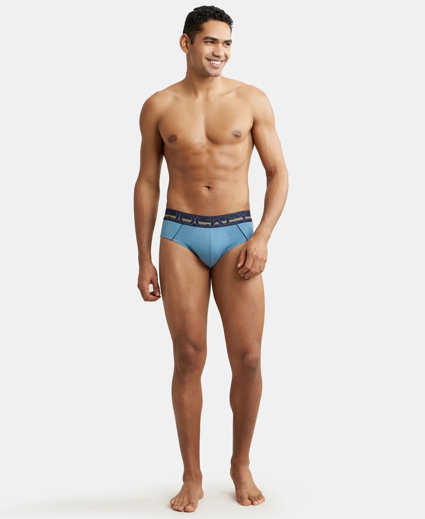 Super Combed Cotton Solid Brief with Ultrasoft Waistband - Aegean Blue-4
