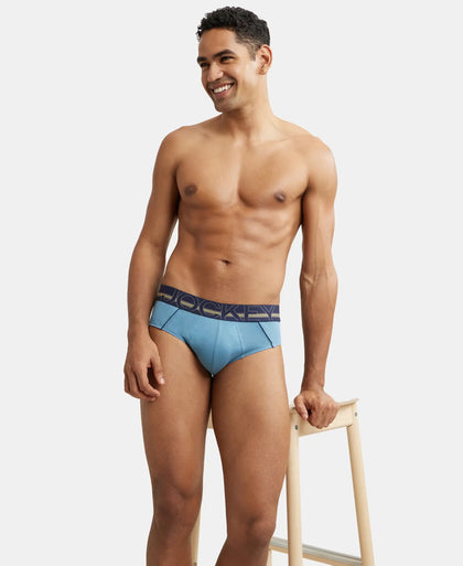 Super Combed Cotton Solid Brief with Ultrasoft Waistband - Aegean Blue-5