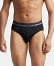 Super Combed Cotton Solid Brief with Ultrasoft Waistband - Black-1