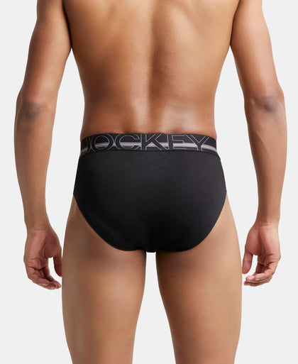 Super Combed Cotton Solid Brief with Ultrasoft Waistband - Black-3