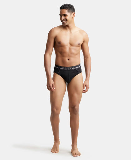 Super Combed Cotton Solid Brief with Ultrasoft Waistband - Black-4