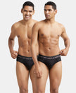 Super Combed Cotton Solid Brief with Ultrasoft Waistband - Black-1