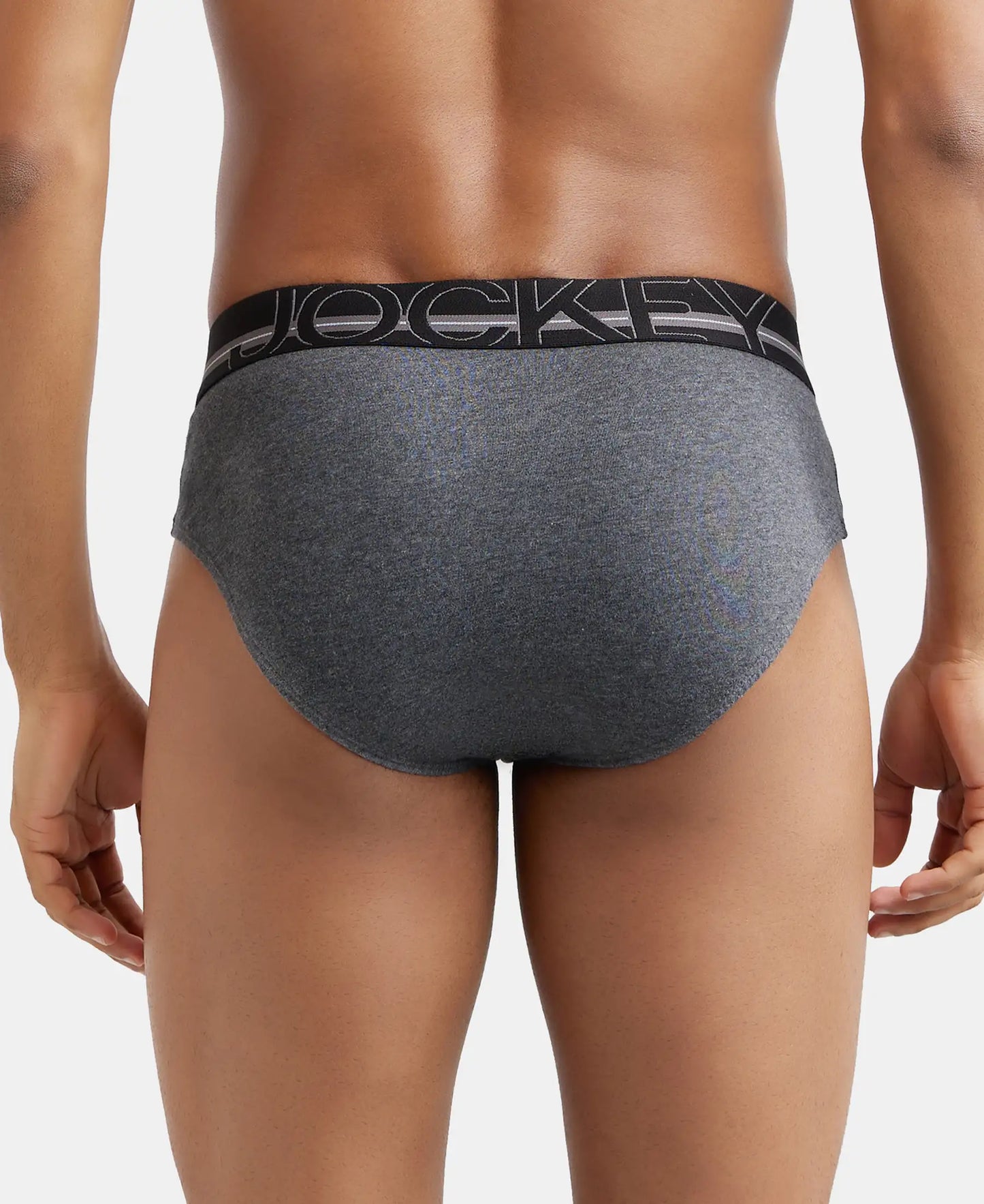 Super Combed Cotton Solid Brief with Ultrasoft Waistband - Charcoal Melange-3