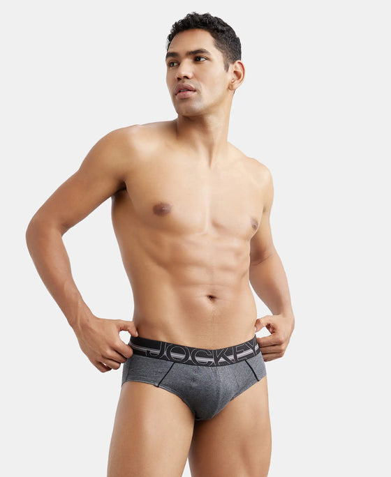 Super Combed Cotton Solid Brief with Ultrasoft Waistband - Charcoal Melange-5