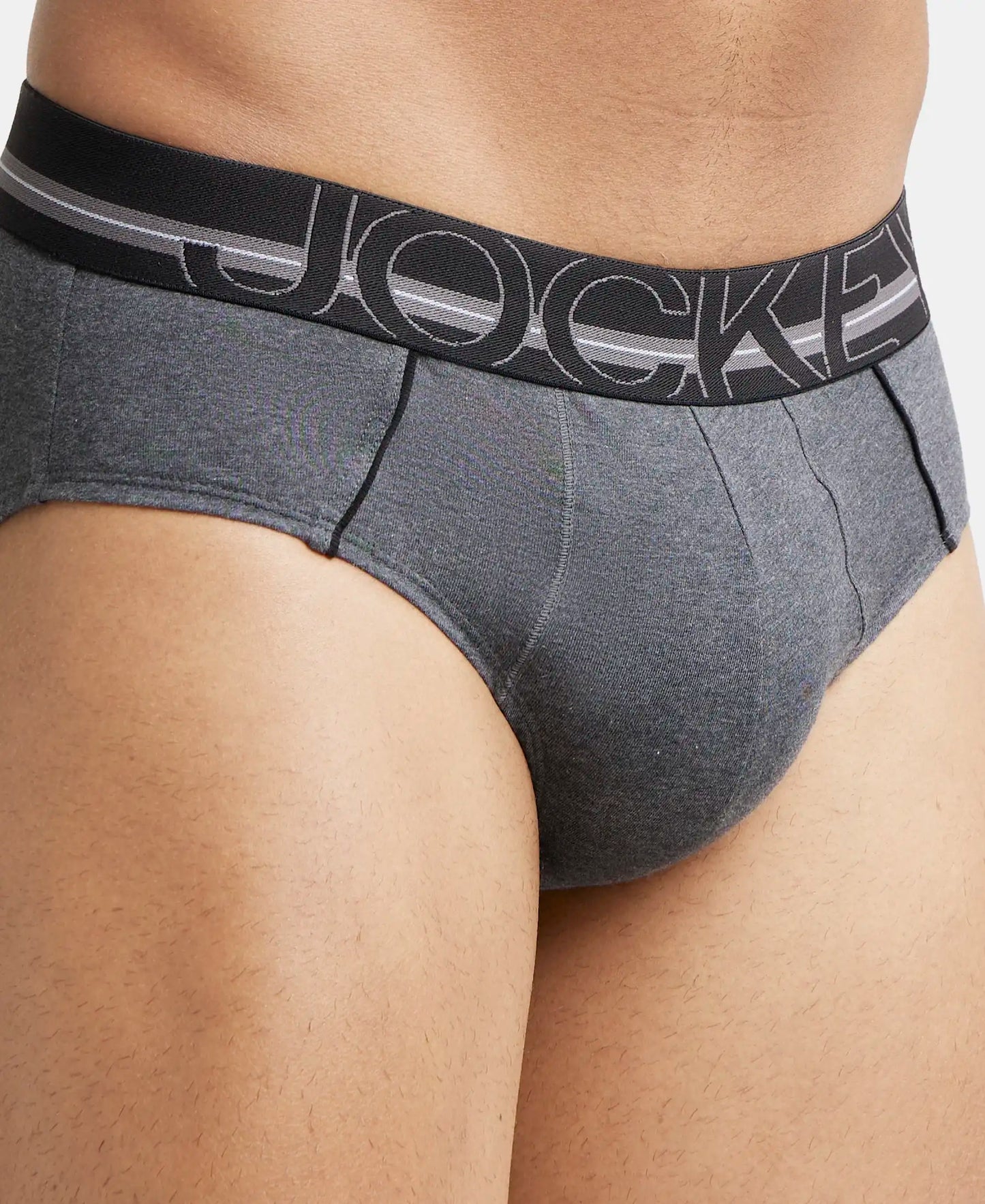 Super Combed Cotton Solid Brief with Ultrasoft Waistband - Charcoal Melange (Pack of 2)