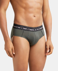 Super Combed Cotton Solid Brief with Ultrasoft Waistband - Deep Olive-2