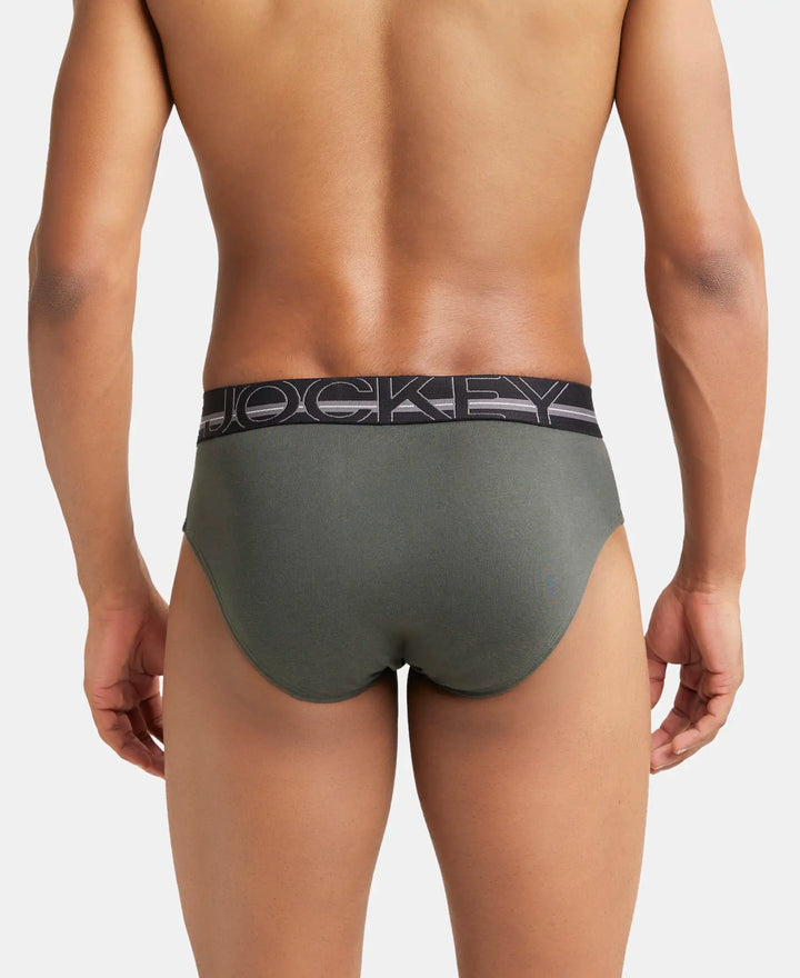Super Combed Cotton Solid Brief with Ultrasoft Waistband - Deep Olive-3