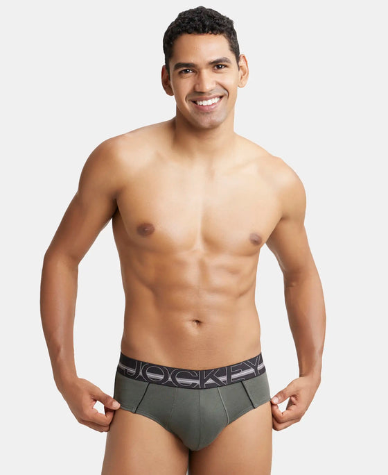 Super Combed Cotton Solid Brief with Ultrasoft Waistband - Deep Olive-5