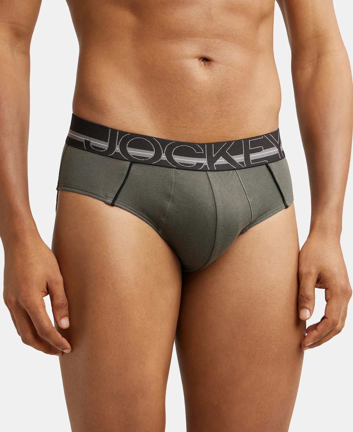 Super Combed Cotton Solid Brief with Ultrasoft Waistband - Deep Olive-3