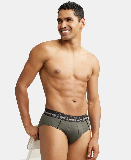 Super Combed Cotton Solid Brief with Ultrasoft Waistband - Deep Olive-6