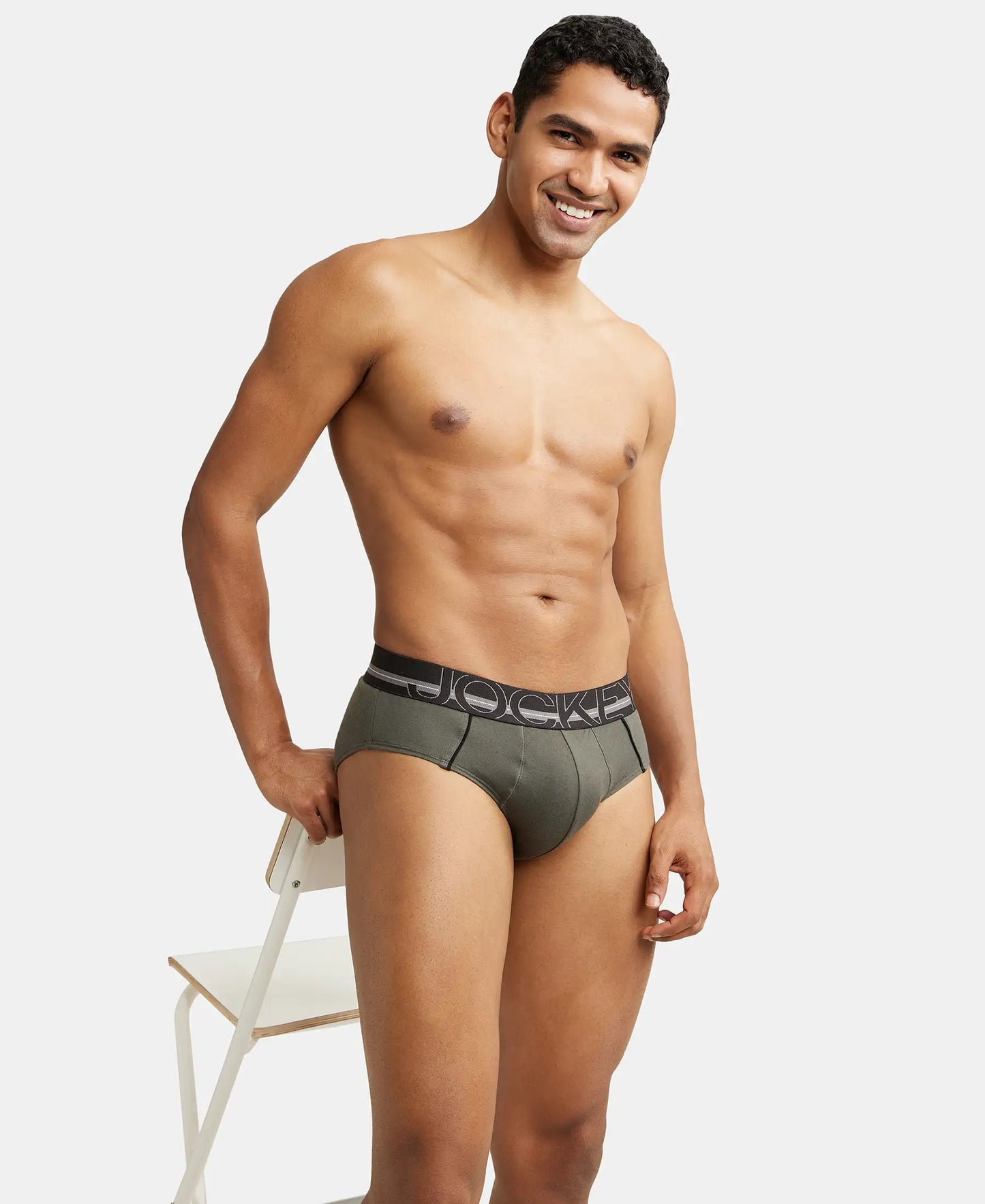 Super Combed Cotton Solid Brief with Ultrasoft Waistband - Deep Olive-7
