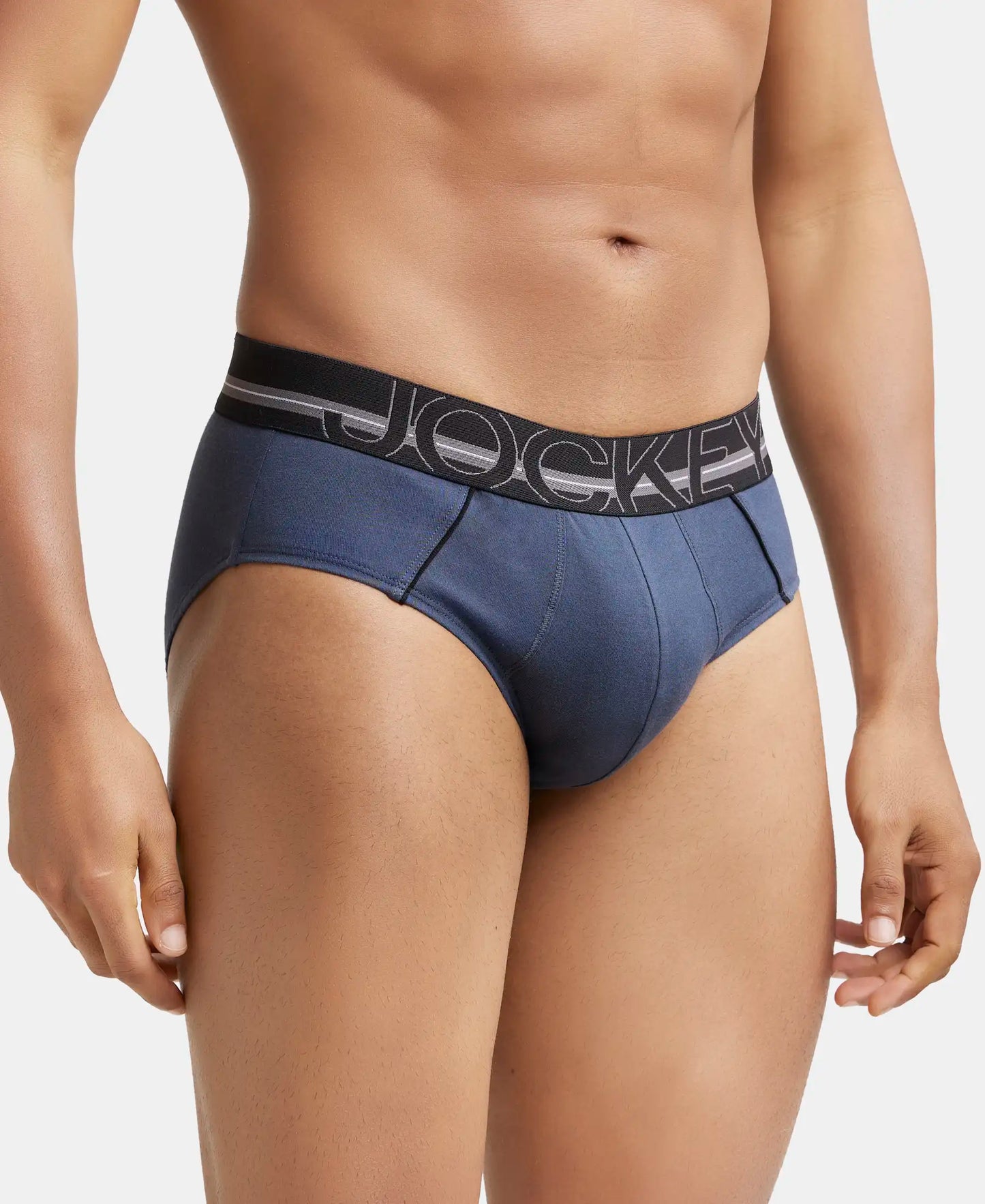 Super Combed Cotton Solid Brief with Ultrasoft Waistband - Graphite-3