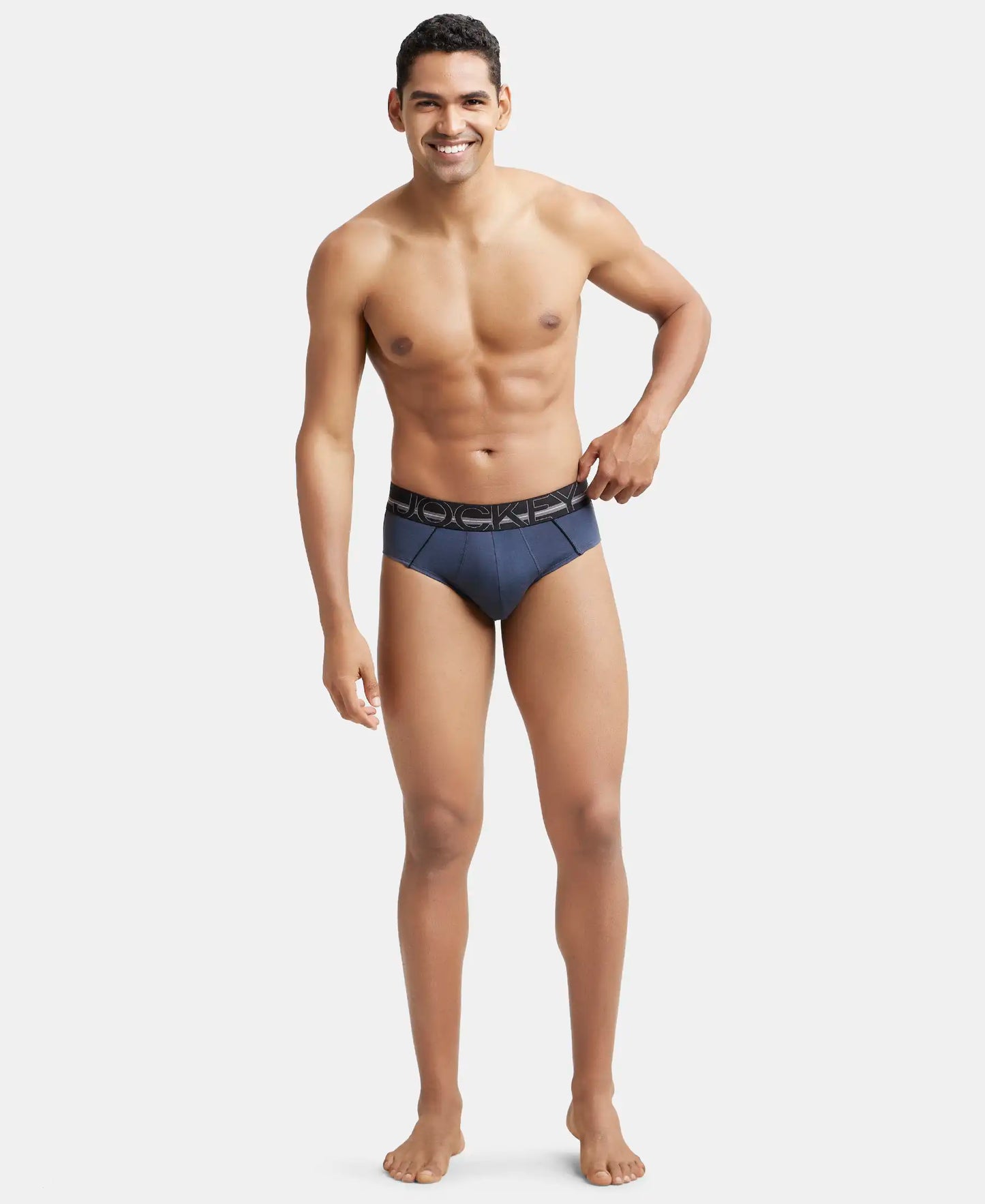 Super Combed Cotton Solid Brief with Ultrasoft Waistband - Graphite-5