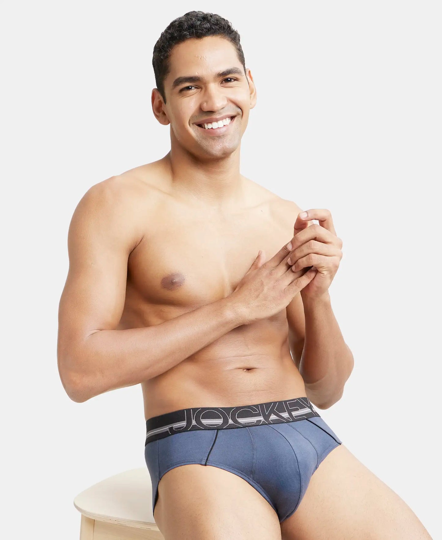 Super Combed Cotton Solid Brief with Ultrasoft Waistband - Graphite-6