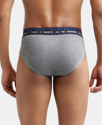 Super Combed Cotton Solid Brief with Ultrasoft Waistband - Mid Grey Melange-3
