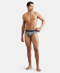 Super Combed Cotton Solid Brief with Ultrasoft Waistband - Mid Grey Melange-4