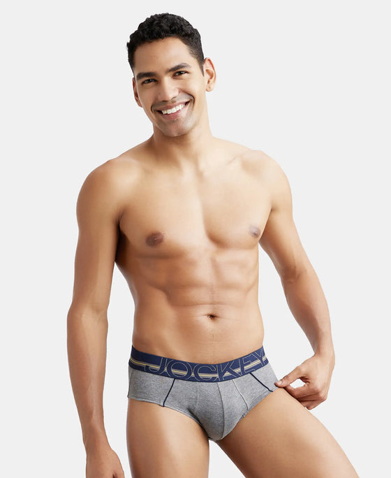 Super Combed Cotton Solid Brief with Ultrasoft Waistband - Mid Grey Melange-5