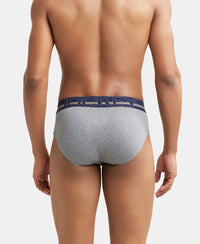 Super Combed Cotton Solid Brief with Ultrasoft Waistband - Mid Grey Melange-4