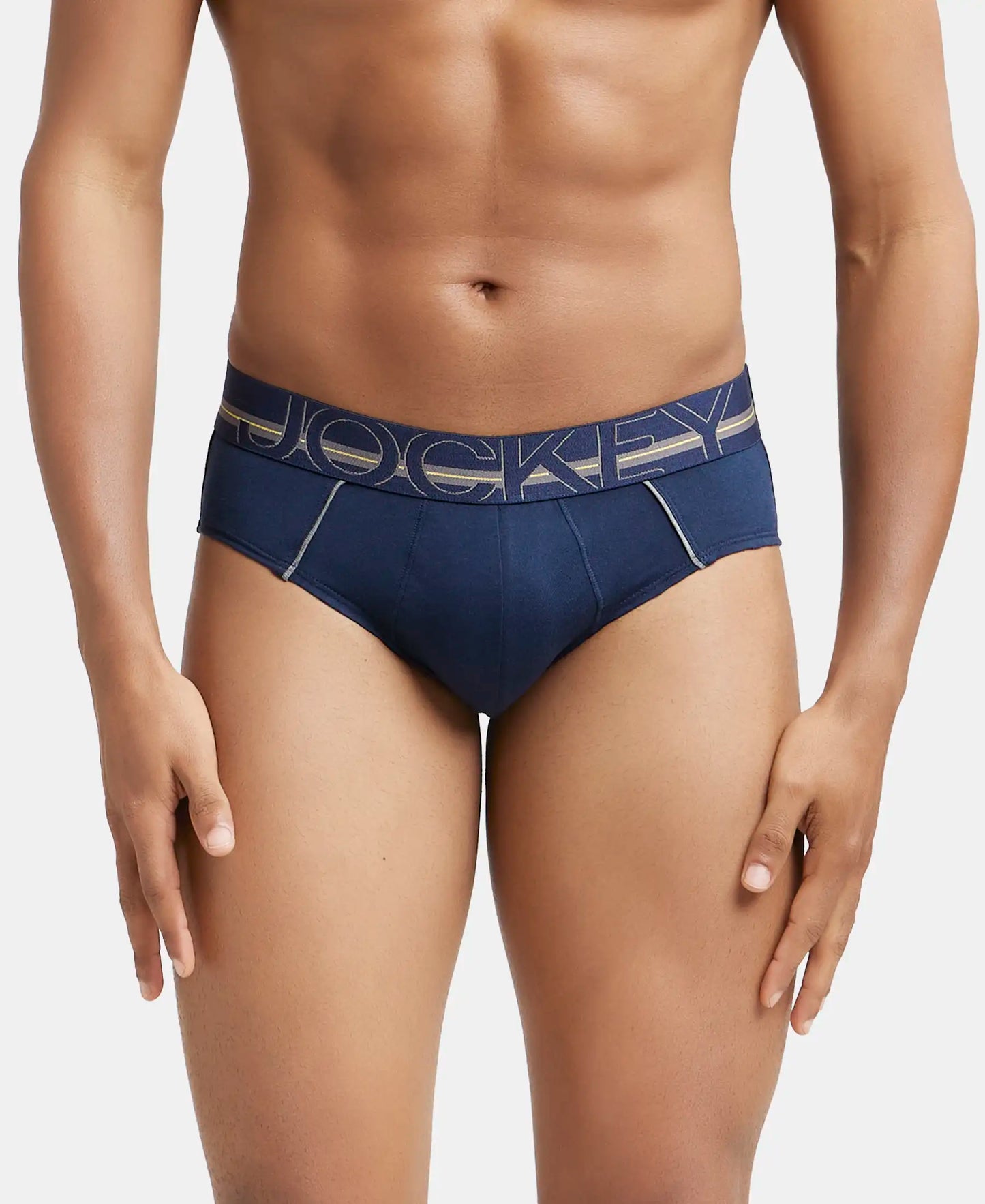 Super Combed Cotton Solid Brief with Ultrasoft Waistband - Navy-2