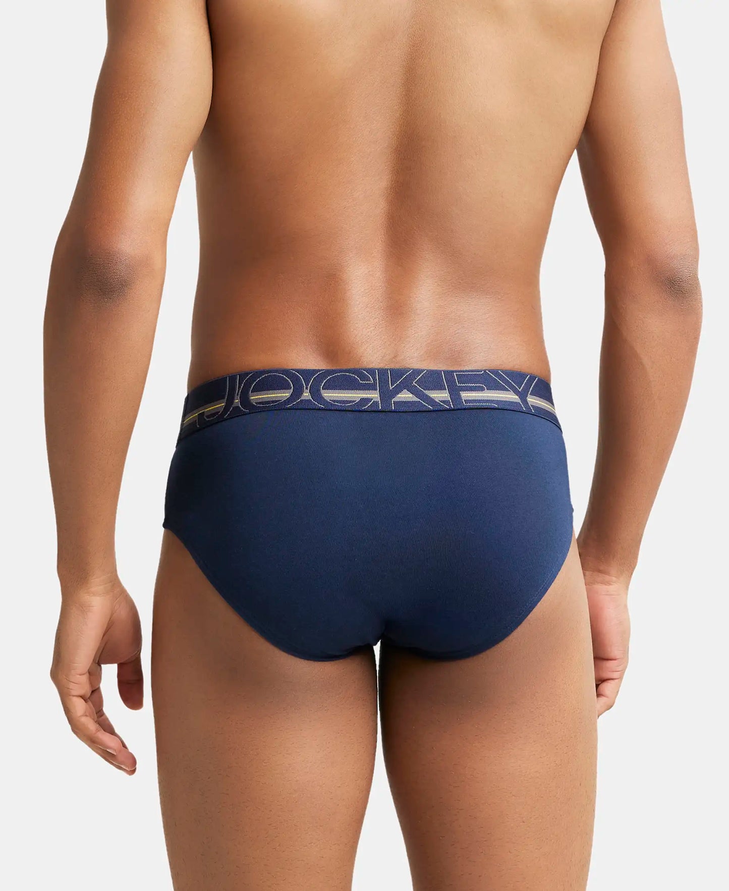 Super Combed Cotton Solid Brief with Ultrasoft Waistband - Navy-4