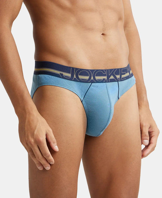 Super Combed Cotton Rib Solid Brief with Ultrasoft Waistband - Aegean Blue-2