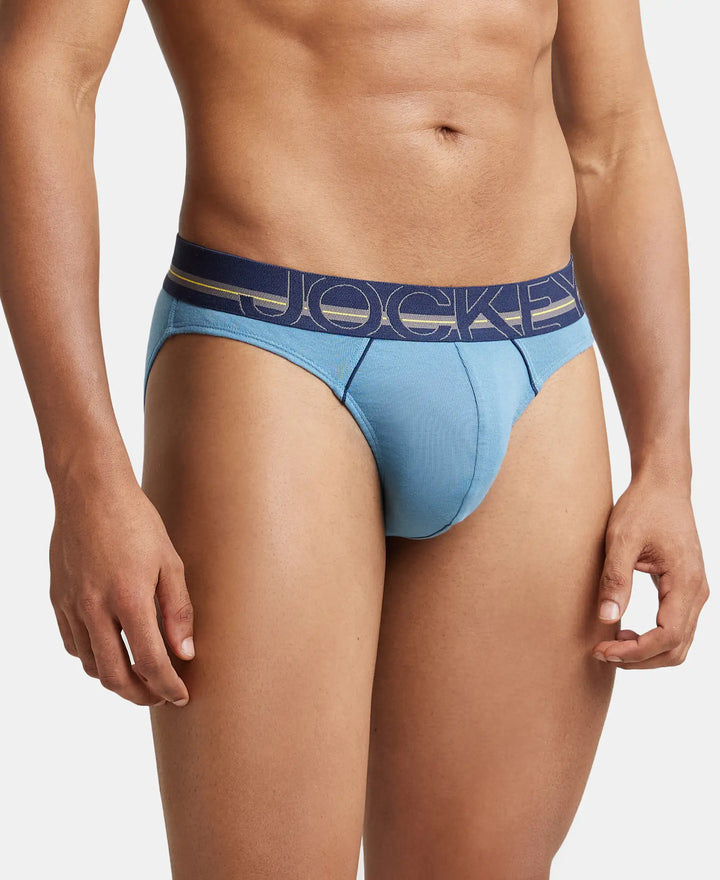 Super Combed Cotton Rib Solid Brief with Ultrasoft Waistband - Aegean Blue-3