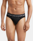 Super Combed Cotton Rib Solid Brief with Ultrasoft Waistband - Black-1