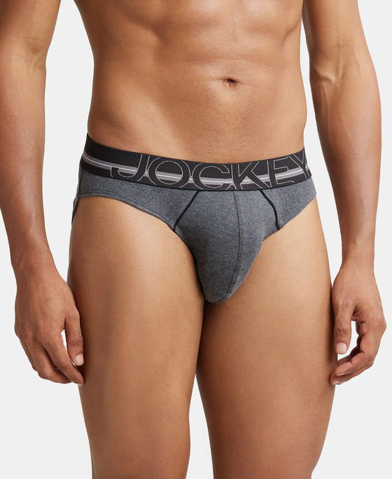 Super Combed Cotton Rib Solid Brief with Ultrasoft Waistband - Charcoal Melange-2