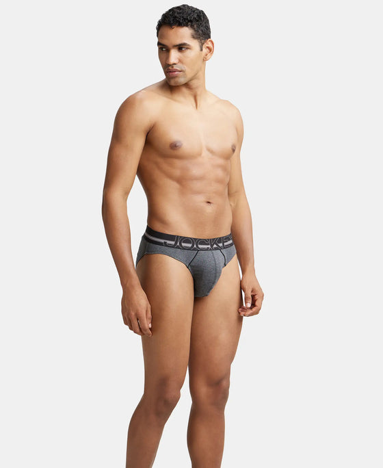 Super Combed Cotton Rib Solid Brief with Ultrasoft Waistband - Charcoal Melange-4