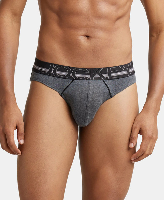 Super Combed Cotton Rib Solid Brief with Ultrasoft Waistband - Charcoal Melange-2