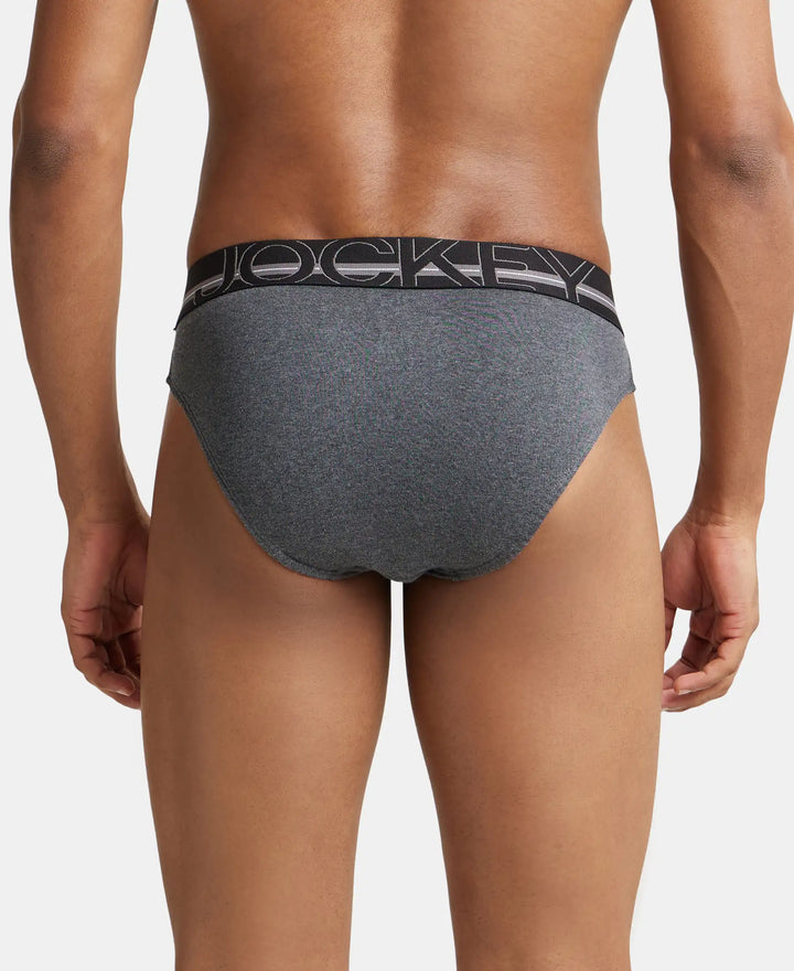 Super Combed Cotton Rib Solid Brief with Ultrasoft Waistband - Charcoal Melange-4